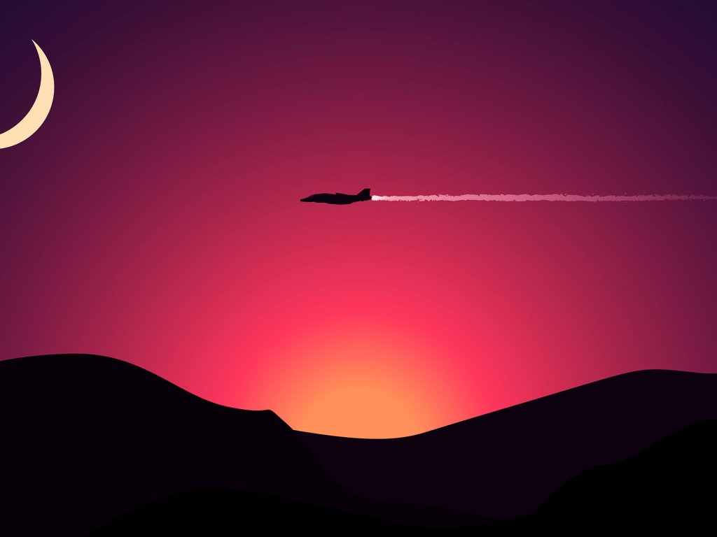 Обои горы, самолет, вектор, луна, графика, минимализм, mountains, the plane, vector, the moon, graphics, minimalism разрешение 2560x1600 Загрузить