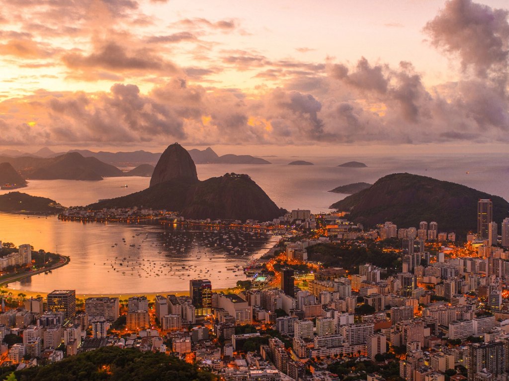 Обои пейзаж, панорама, город, бразилия, рио-де-жанейро, де, landscape, panorama, the city, brazil, rio de janeiro, de разрешение 1920x1080 Загрузить