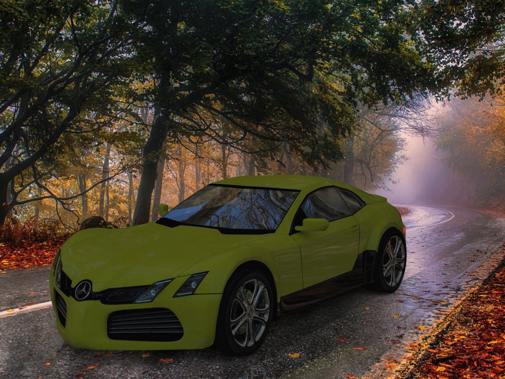 Обои дорога, осень, концепт, мерседес, road, autumn, the concept, mercedes разрешение 3553x1998 Загрузить