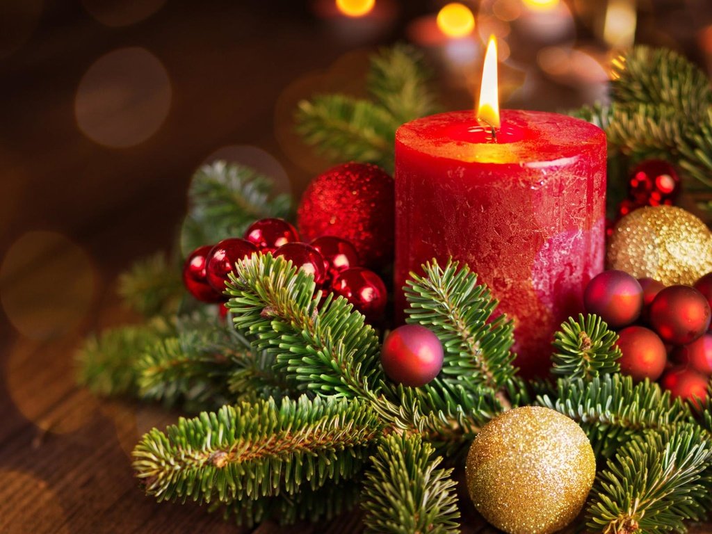 Обои новый год, елка, свеча, рождество, елочные игрушки, new year, tree, candle, christmas, christmas decorations разрешение 1920x1200 Загрузить