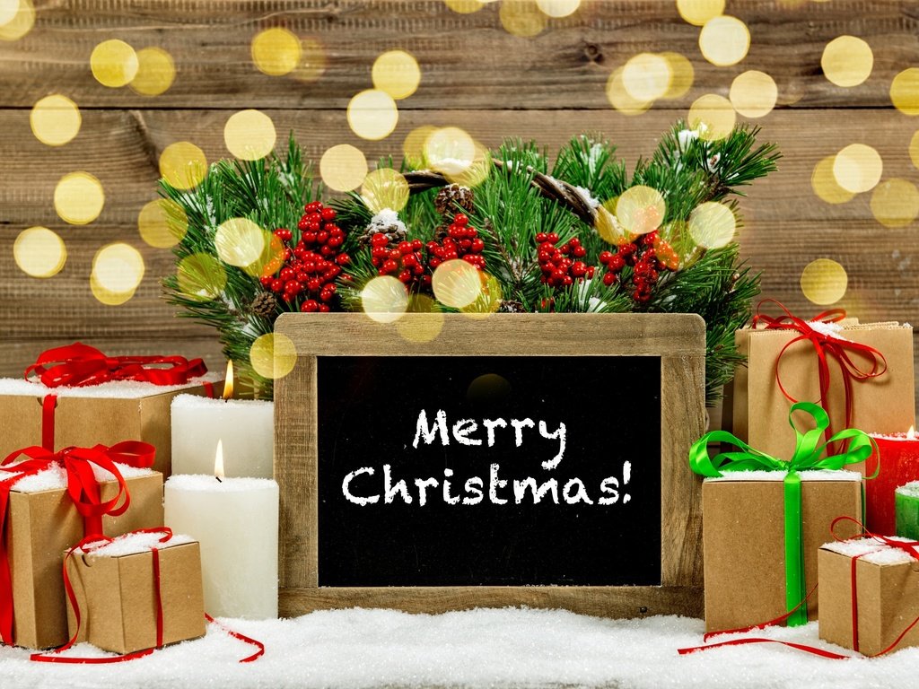 Обои снег, свечи, новый год, украшения, подарки, рождество, snow, candles, new year, decoration, gifts, christmas разрешение 2880x1800 Загрузить