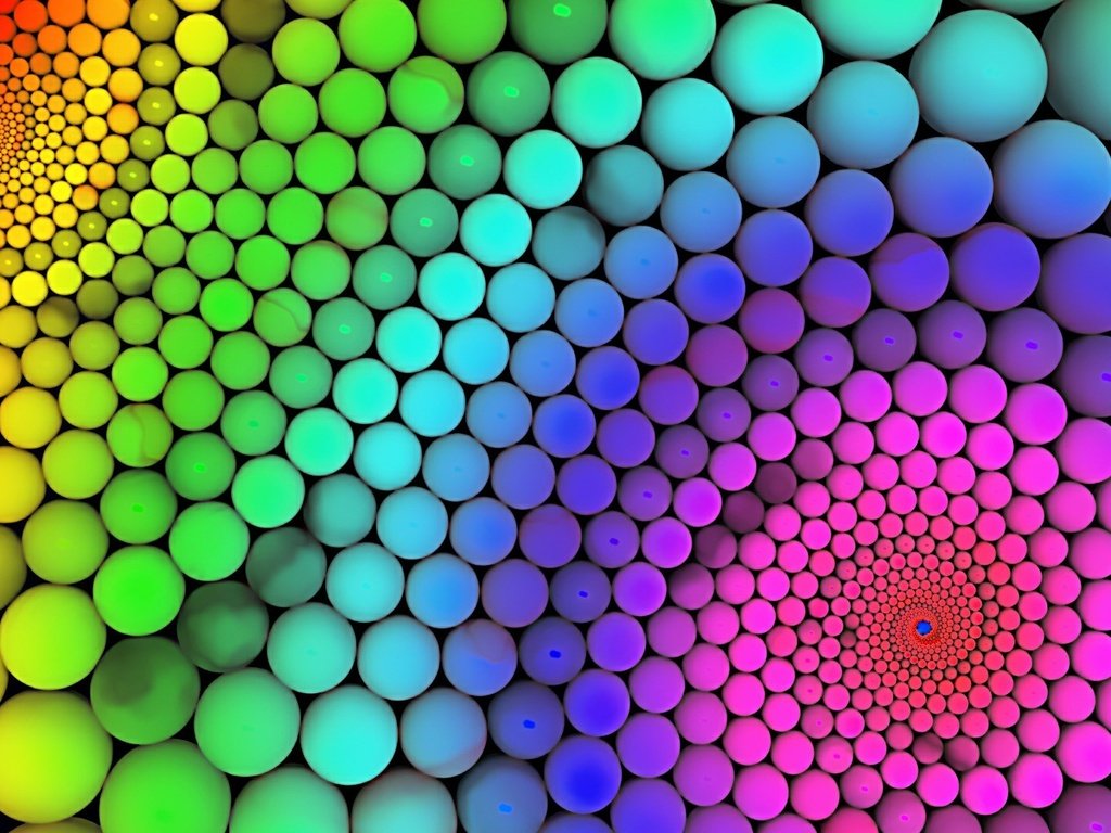 Обои шары, радуга, шарики, круги, спираль, вихрь, иллюзия, balls, rainbow, circles, spiral, vortex, illusion разрешение 1920x1080 Загрузить