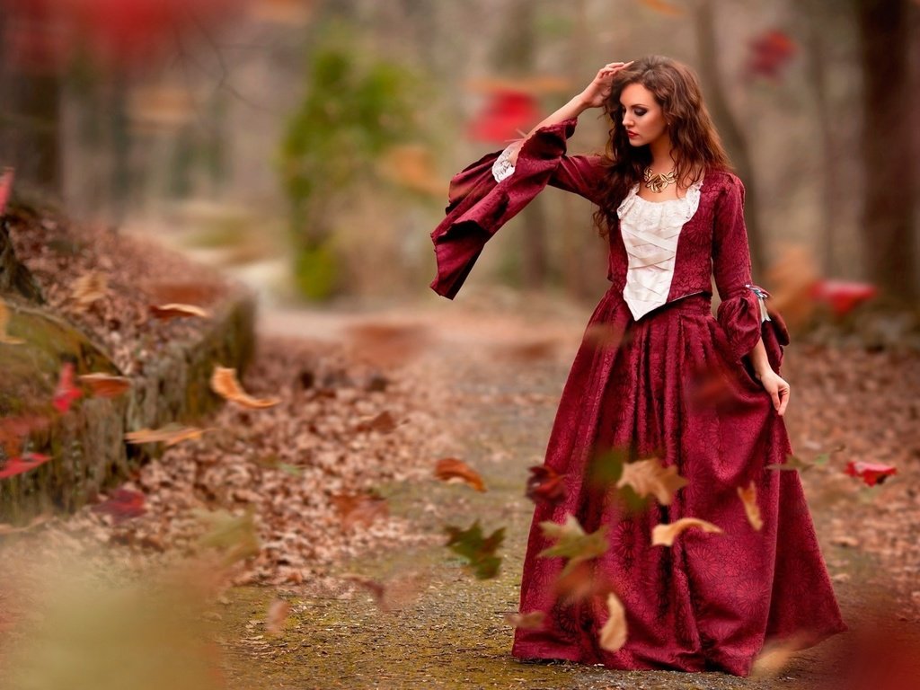 Обои листья, стиль, девушка, платье, осень, девушки, ветер, leaves, style, girl, dress, autumn, girls, the wind разрешение 1920x1200 Загрузить