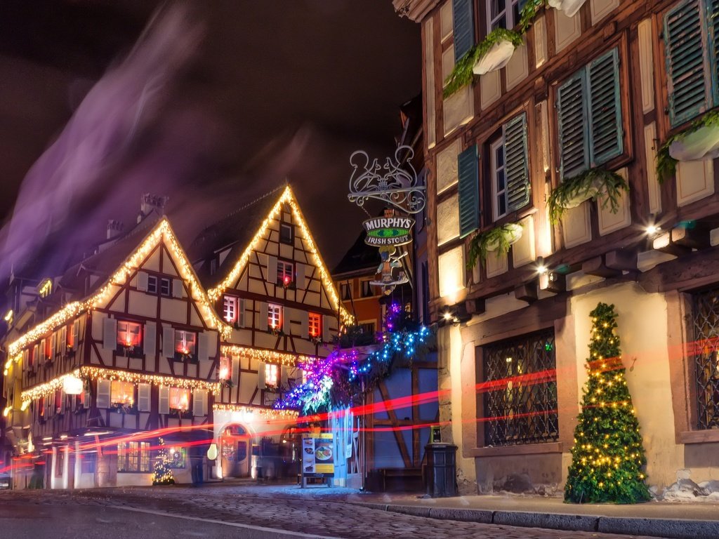 Обои ночь, огни, франция, рождество, кольмар, night, lights, france, christmas, colmar разрешение 2048x1363 Загрузить