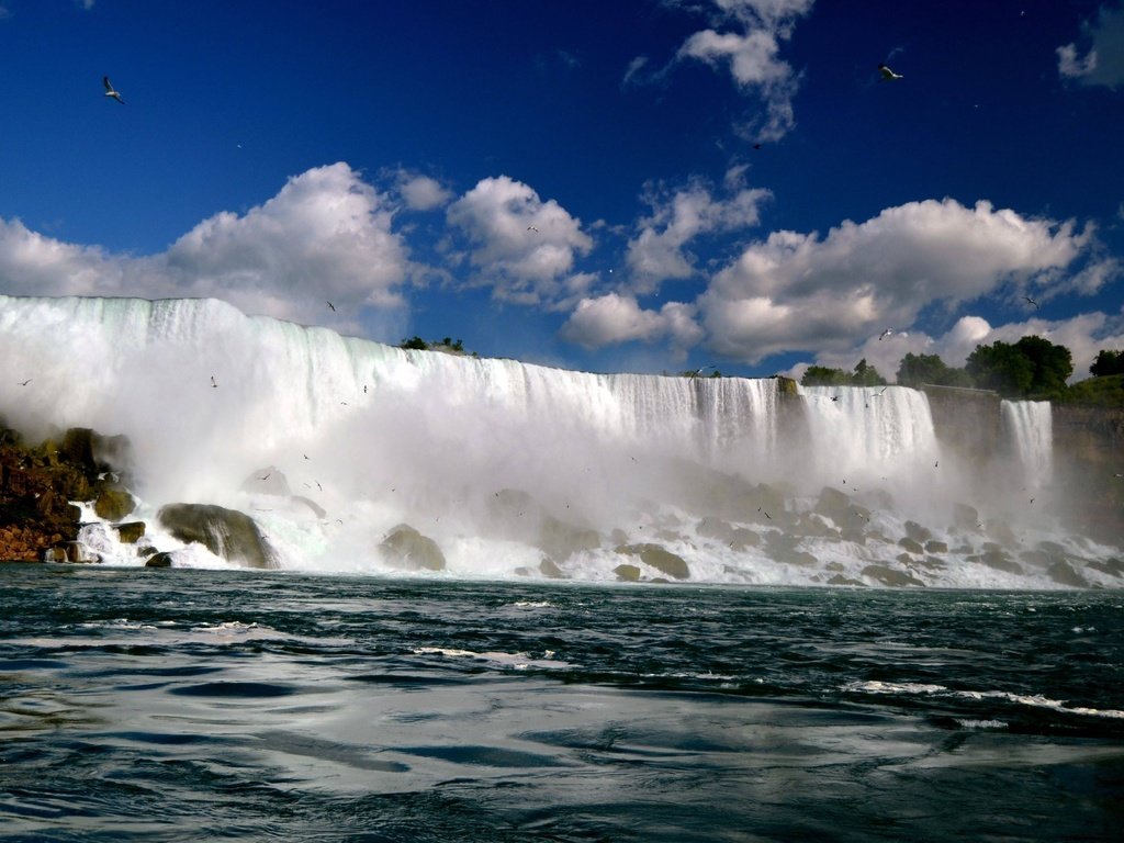 Обои небо, облака, водопад, канада, онтарио, ниагарский водопад, the sky, clouds, waterfall, canada, ontario, niagara falls разрешение 3840x2160 Загрузить