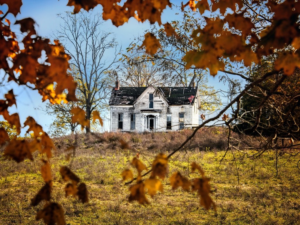 Обои природа, осень, дом, nature, autumn, house разрешение 3840x2160 Загрузить