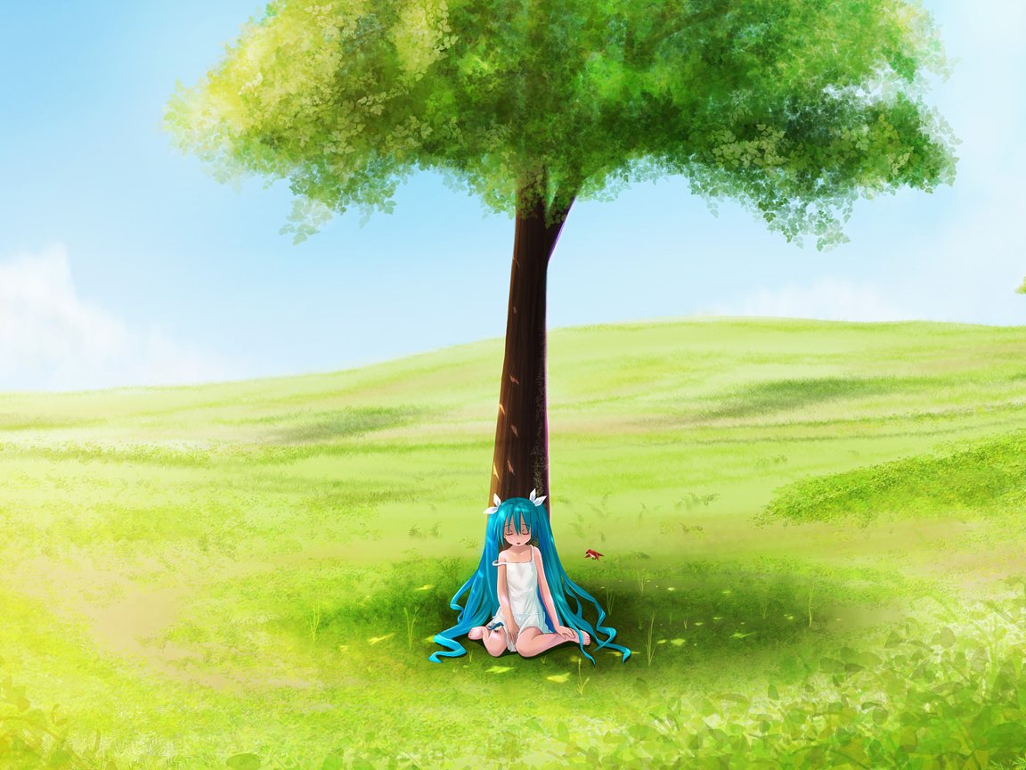 Обои дерево, поле, лето, девочка, tree, field, summer, girl разрешение 2000x1250 Загрузить