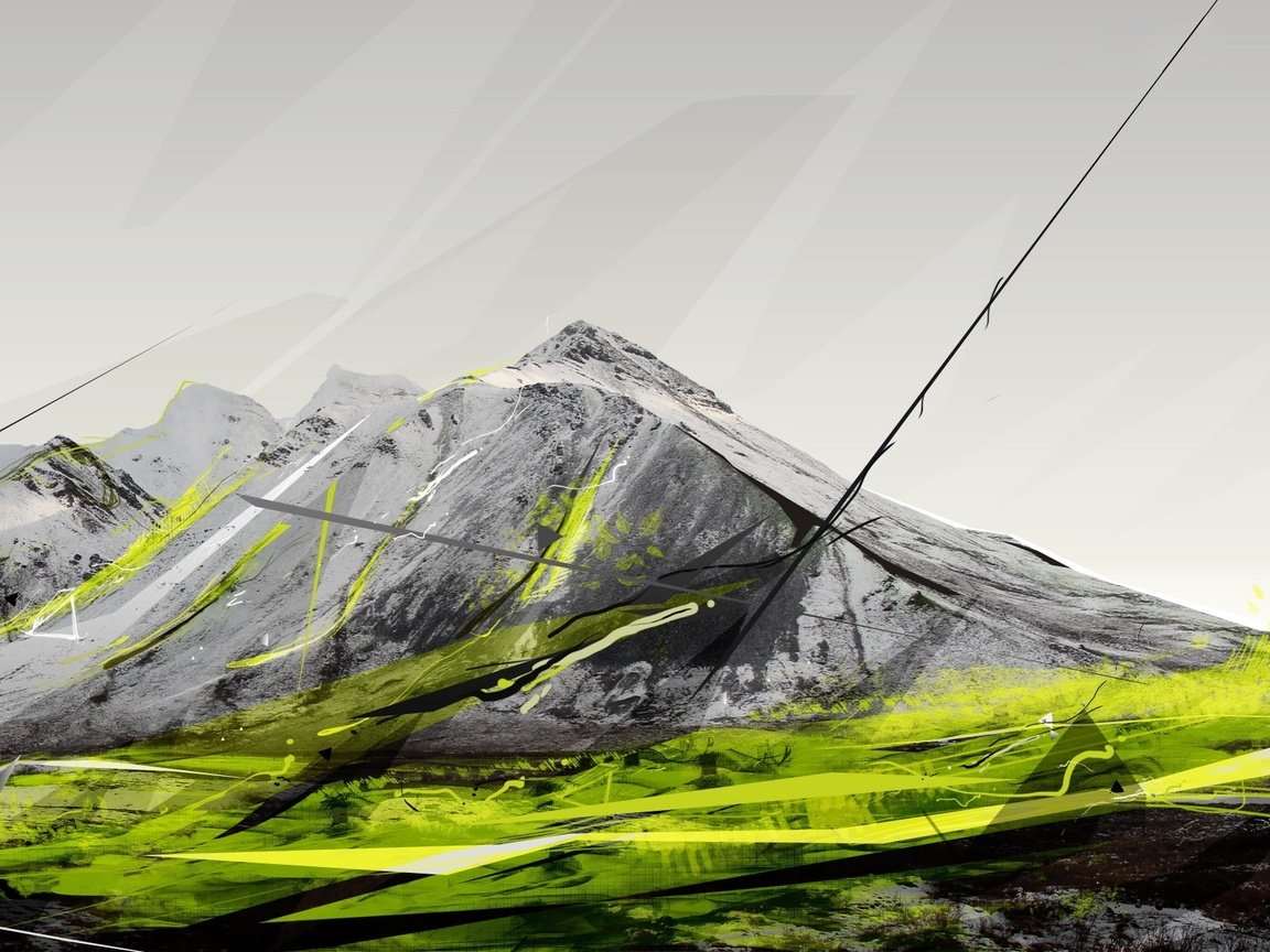 Обои рисунок, горы, эскиз, figure, mountains, sketch разрешение 1920x1200 Загрузить