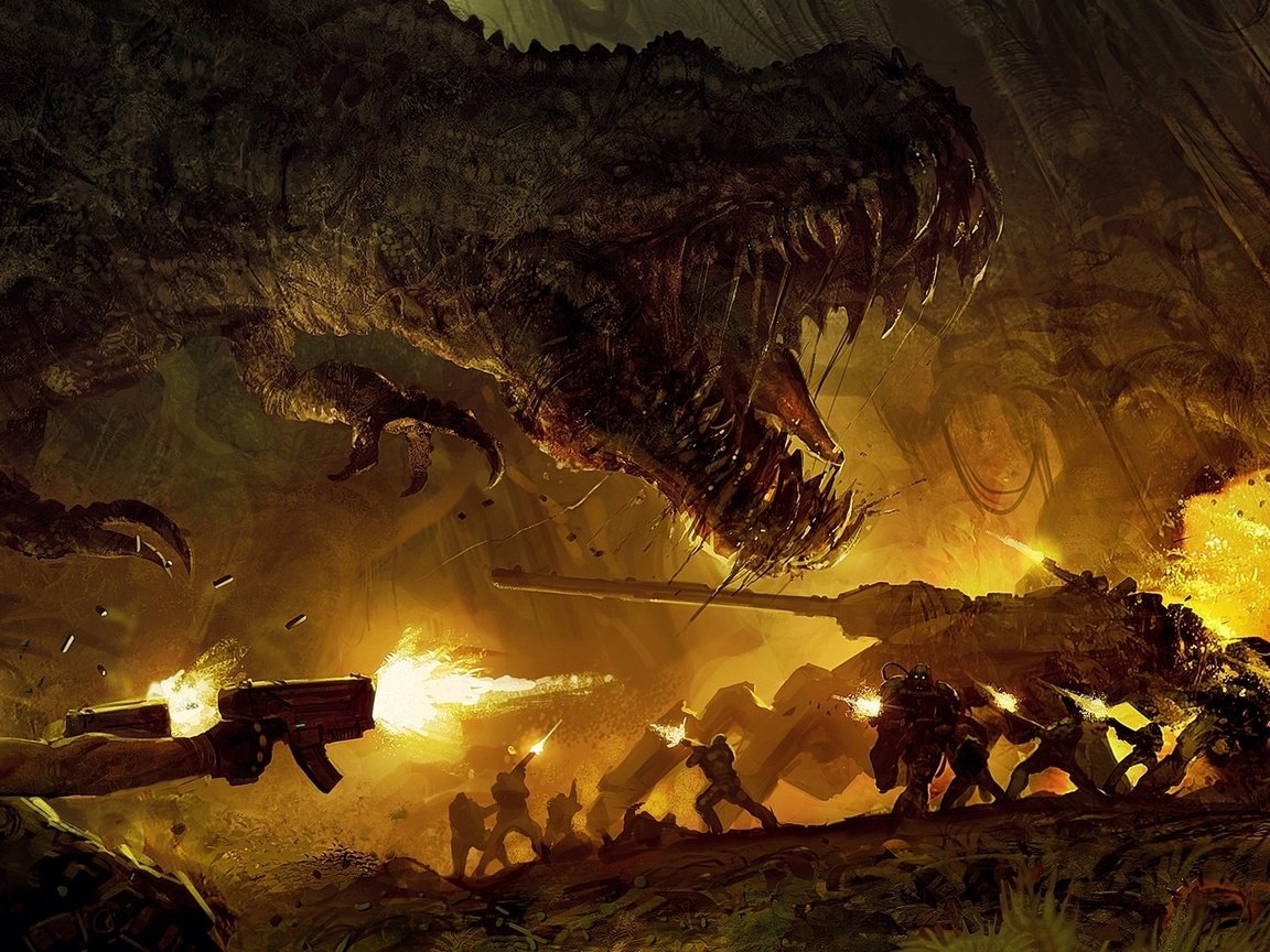 Обои динозавр, бой, турок 2, dinosaur, battle, turok 2 разрешение 1920x1080 Загрузить