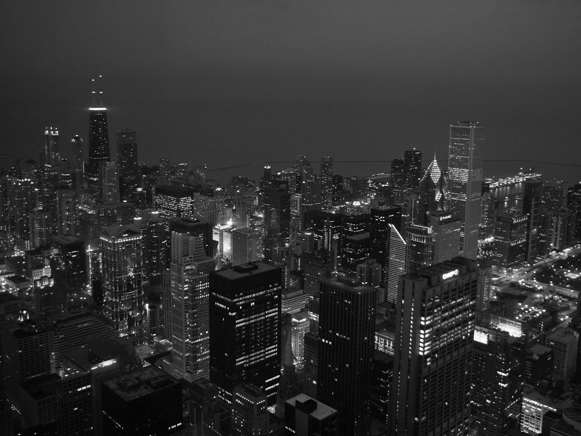 Обои вечер, черно-белая, чикаго, the evening, black and white, chicago разрешение 1920x1080 Загрузить