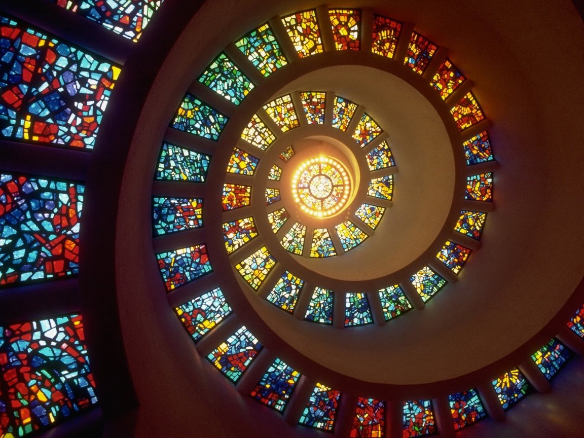 Обои свет, спираль, окна, витражи, light, spiral, windows, stained glass разрешение 2560x1600 Загрузить