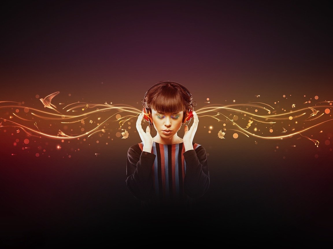 Обои девушка, музыка, наушники, girl, music, headphones разрешение 1920x1200 Загрузить