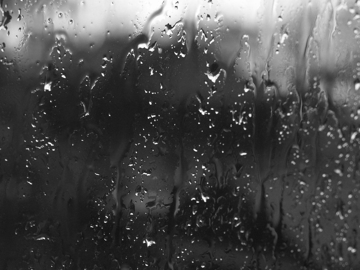 Обои капли, чёрно-белое, дождь, стекло, капли дождя, drops, black and white, rain, glass, raindrops разрешение 1920x1200 Загрузить