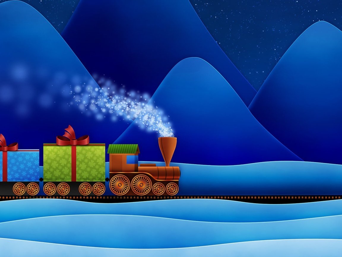 Обои новый год, подарки, сугробы, паровоз, new year, gifts, the snow, the engine разрешение 3840x1200 Загрузить