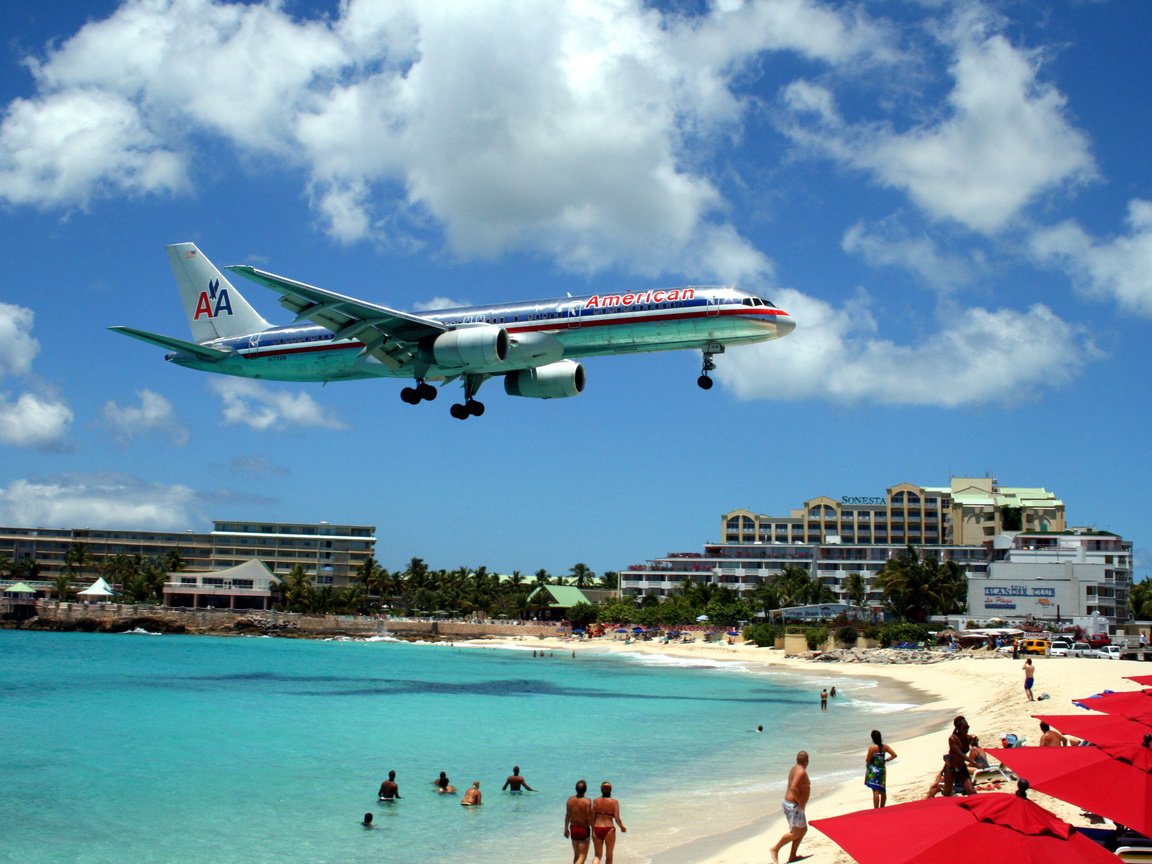 Обои самолет, транспорт, american 757, st.maarten airport, the plane, transport разрешение 2816x1880 Загрузить