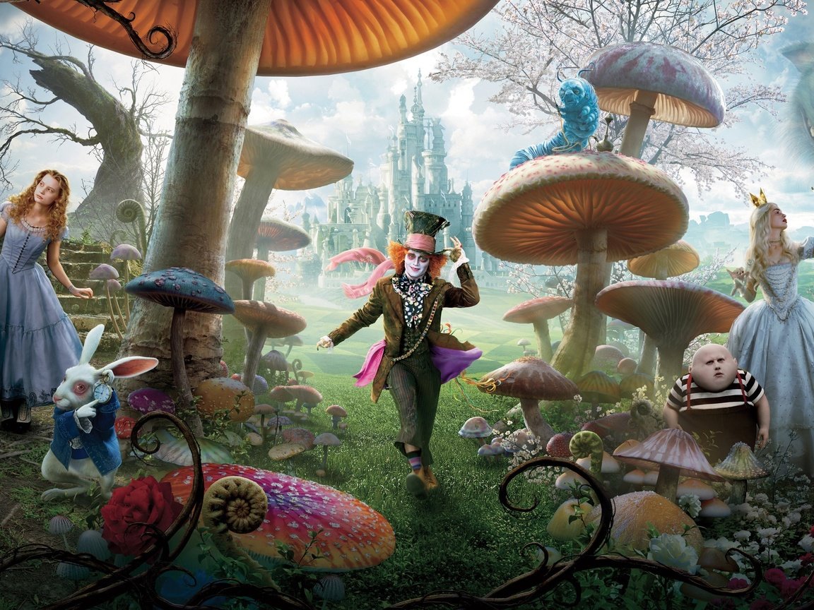 Обои алиса в стране чудес, алиса, тим бартон, alice in wonderland, alice, tim burton разрешение 2560x1440 Загрузить