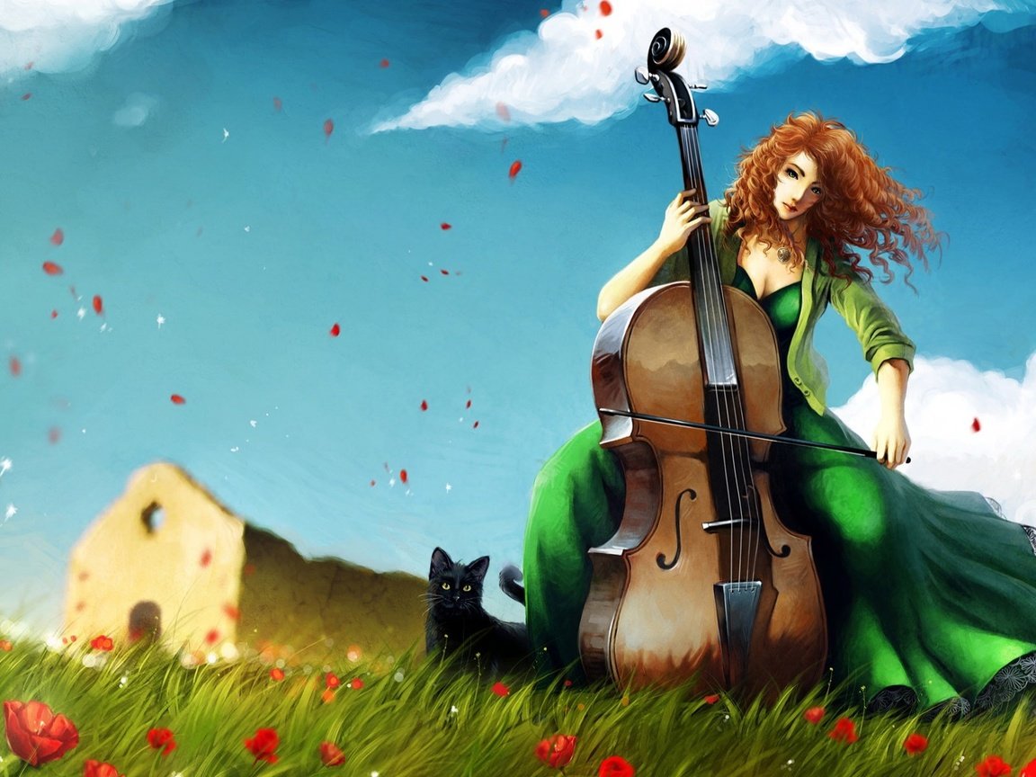 Обои рисунок, музыка, виолончель, figure, music, cello разрешение 1920x1200 Загрузить