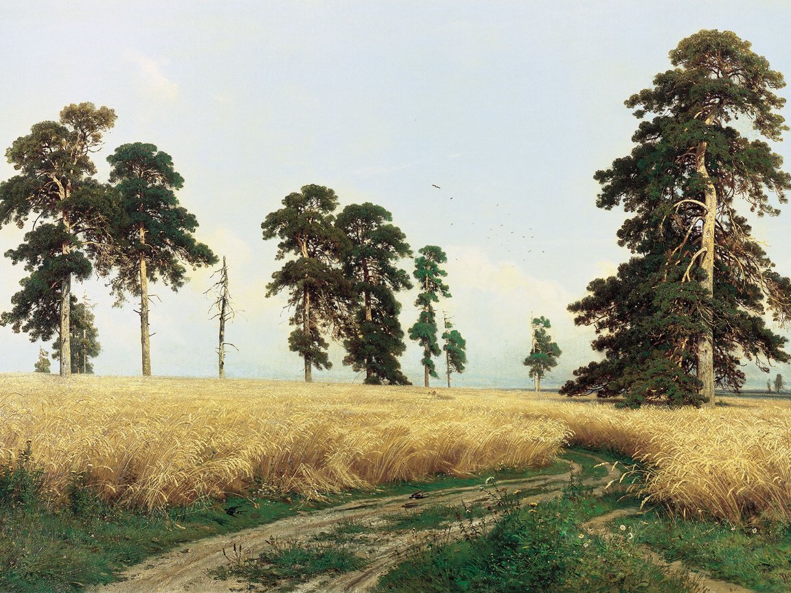 Обои картина, рожь, шишкин, сосна, picture, rye, shishkin, pine разрешение 2294x1300 Загрузить