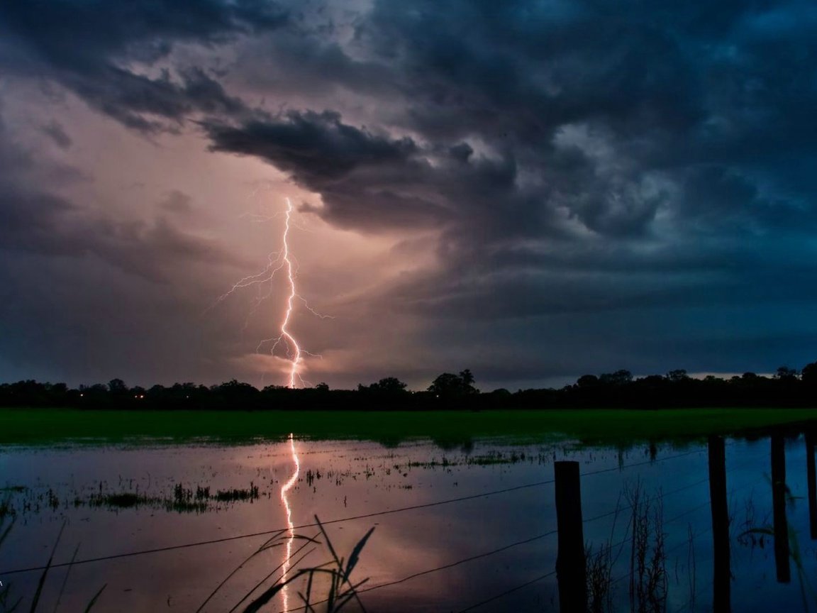 Обои небо, тучи, молния, гроза, the sky, clouds, lightning, the storm разрешение 1920x1080 Загрузить