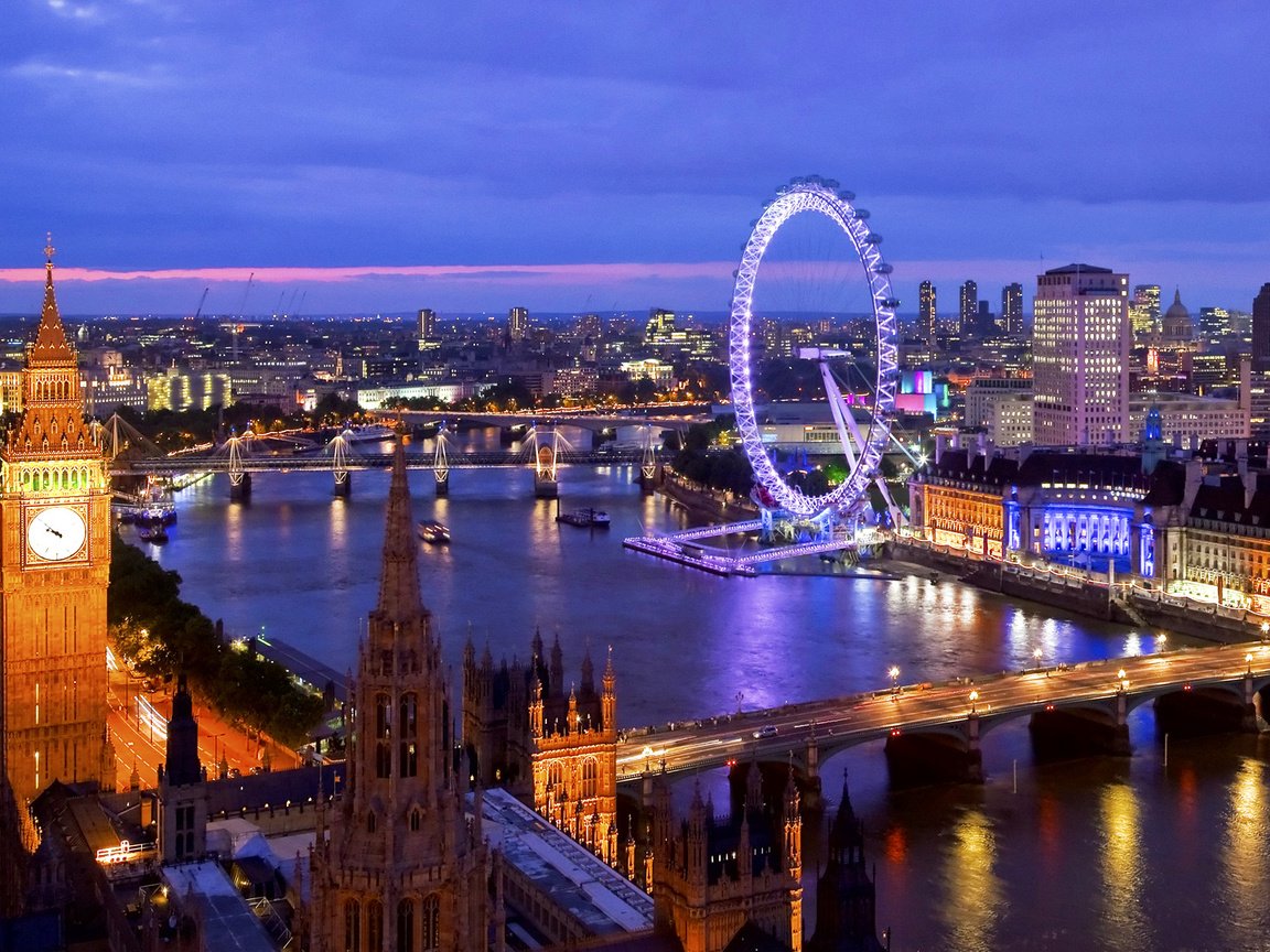 Обои лондон, темза, колесо обозрения, город, англия, биг-бен, london, thames, ferris wheel, the city, england, big ben разрешение 1920x1080 Загрузить