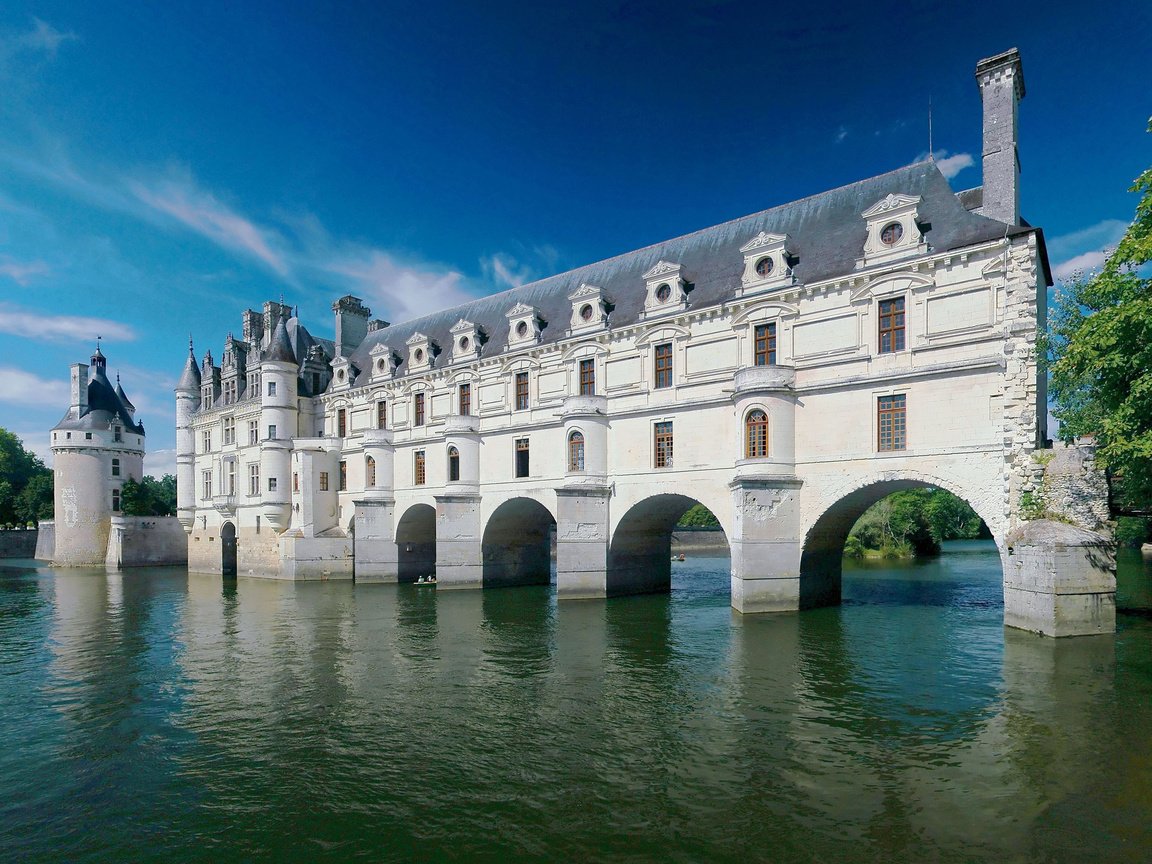 Обои вода, река, замок, франция, шенонсо, замок шенонсо, река шер, water, river, castle, france, chenonceau, the castle of chenonceau разрешение 4092x2200 Загрузить