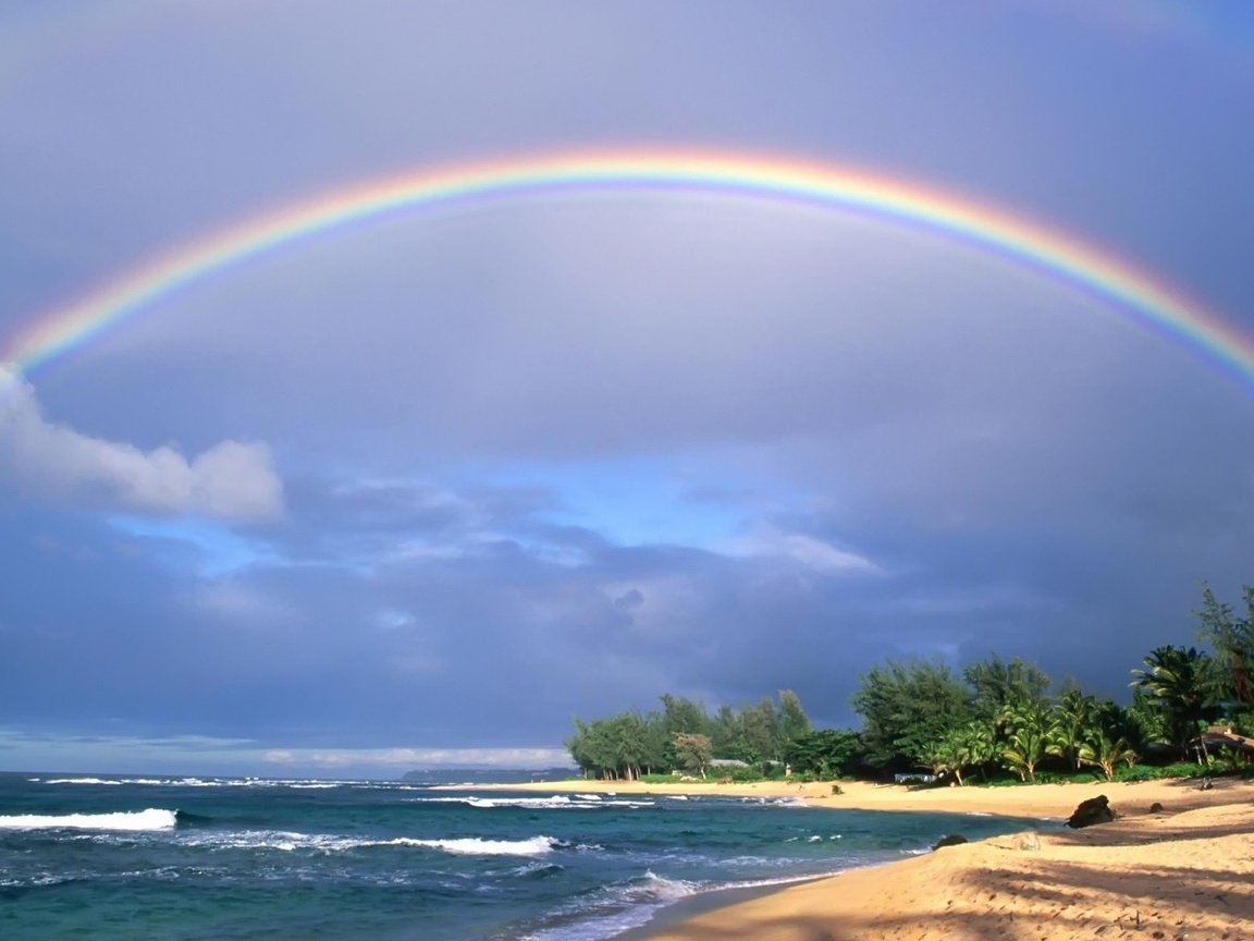 Обои волны, песок, пляж, радуга, тропики, wave, sand, beach, rainbow, tropics разрешение 1920x1080 Загрузить