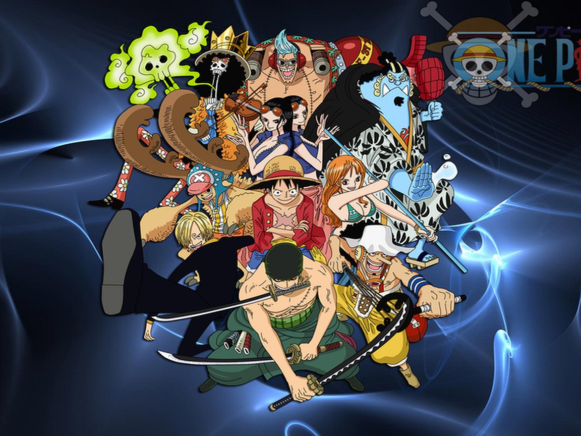 Обои one piece, piraty, luffi i komanda разрешение 1920x1080 Загрузить