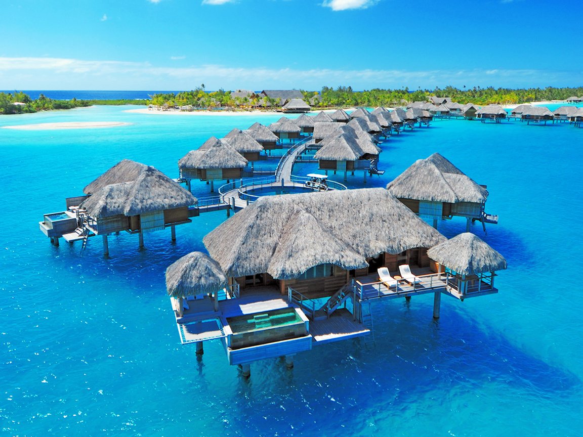 Обои море, остров, курорт, бунгало, тропики, мальдивы, sea, island, resort, bungalow, tropics, the maldives разрешение 2545x1902 Загрузить