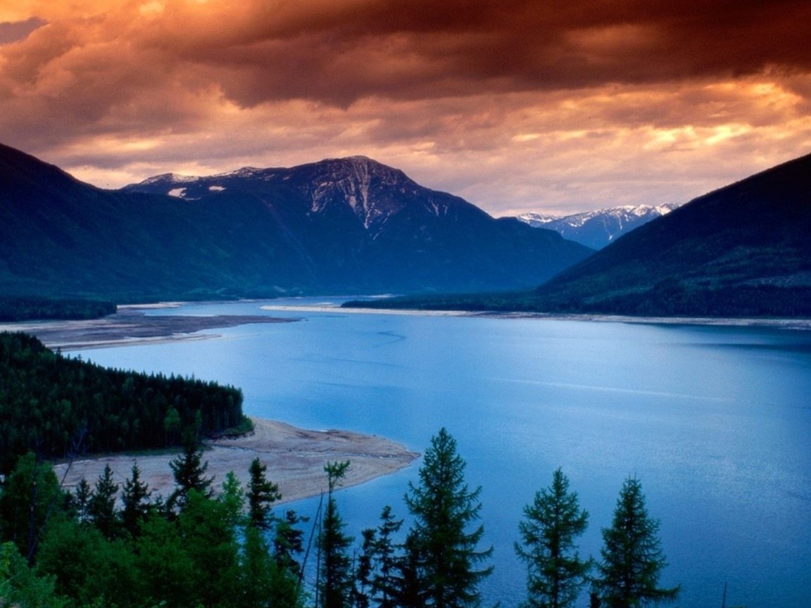 Обои канада, британская колумбия, upper arrow lake, canada, british columbia разрешение 1920x1080 Загрузить