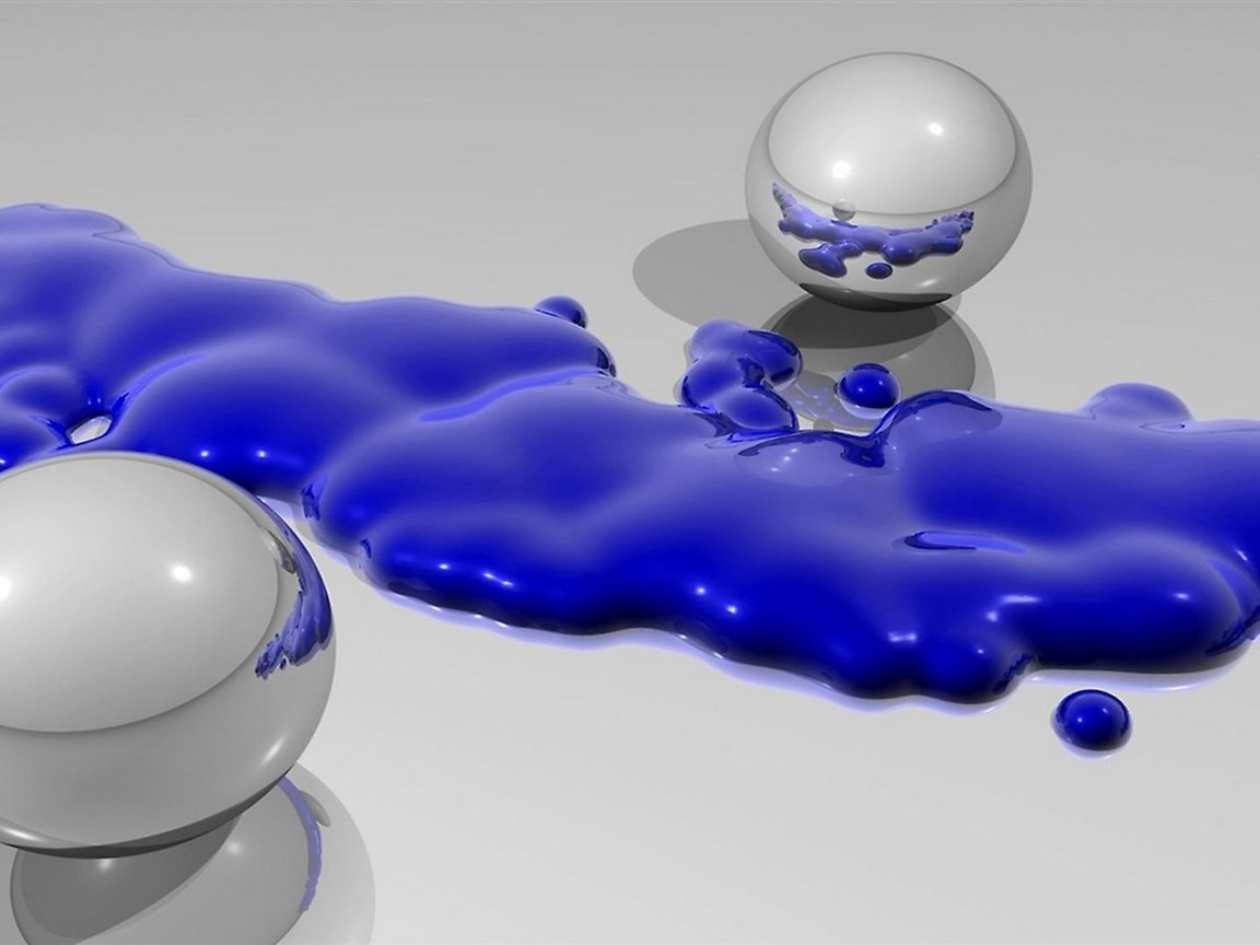 Обои синяя жидкость и шары, blue liquid and balls разрешение 1920x1080 Загрузить