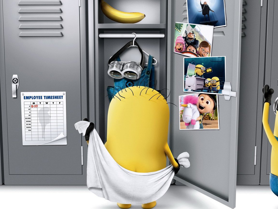 Обои раздевалка, миньоны, гадкий я 2, locker room, minions, despicable me 2 разрешение 1920x1200 Загрузить