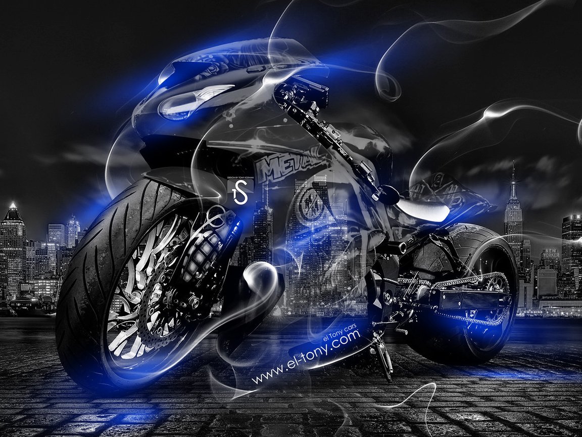 Обои города, дым, голубая, байк, кристал, мото, city, smoke, blue, bike, crystal, moto разрешение 1920x1080 Загрузить