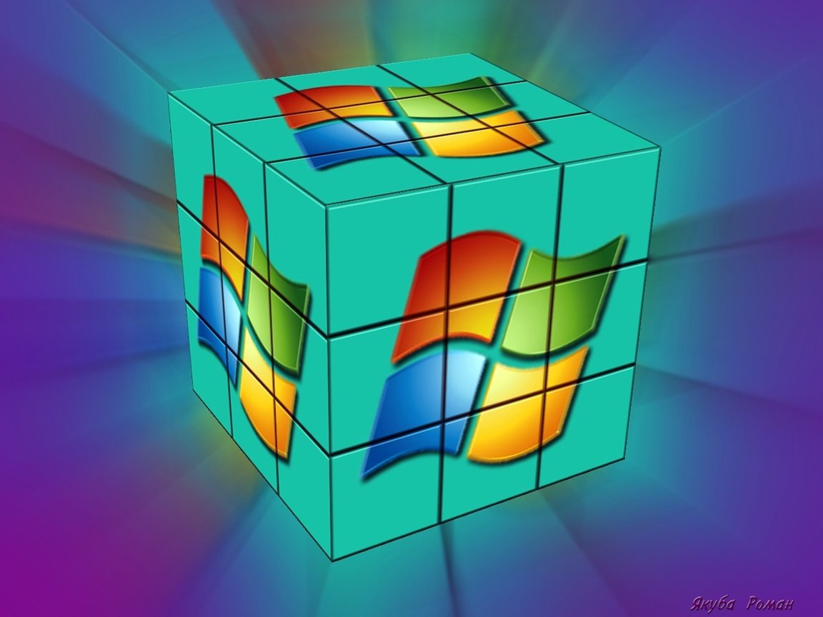 Обои windows кубик-рубика, windows cube-cube разрешение 1958x1567 Загрузить