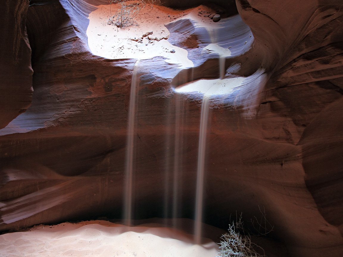 Обои песок, каньон, сша, каньон антилопы, пещера, штат аризона, sand, canyon, usa, antelope canyon, cave, arizona разрешение 2048x1366 Загрузить
