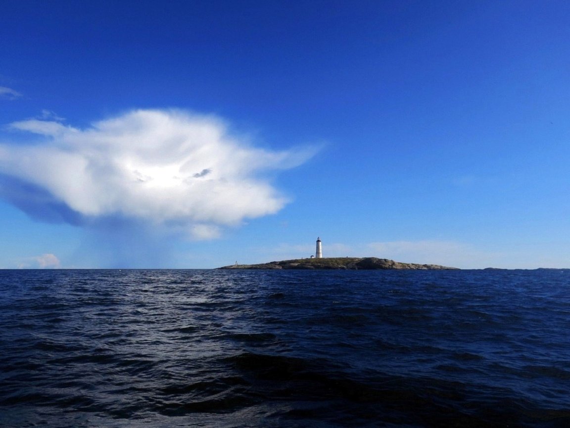 Обои небо, море, маяк, остров, the sky, sea, lighthouse, island разрешение 1920x1080 Загрузить