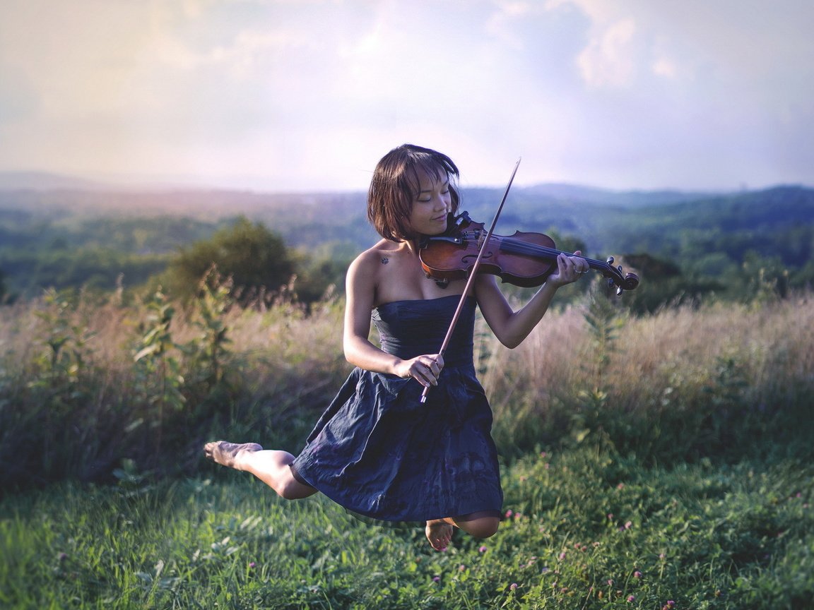 Обои девушка, скрипка, музыка, girl, violin, music разрешение 1920x1200 Загрузить