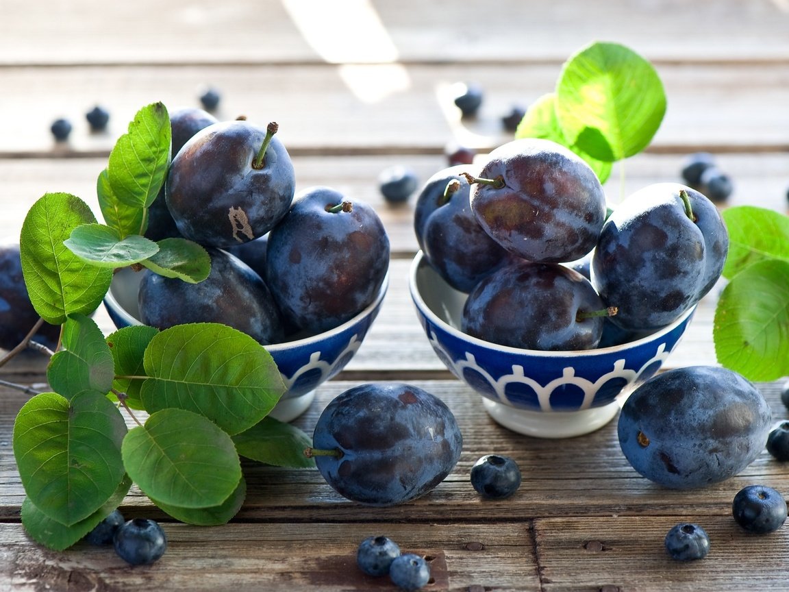 Обои фрукты, листочки, ягоды, черника, слива, голубика, fruit, leaves, berries, blueberries, drain разрешение 2000x1331 Загрузить