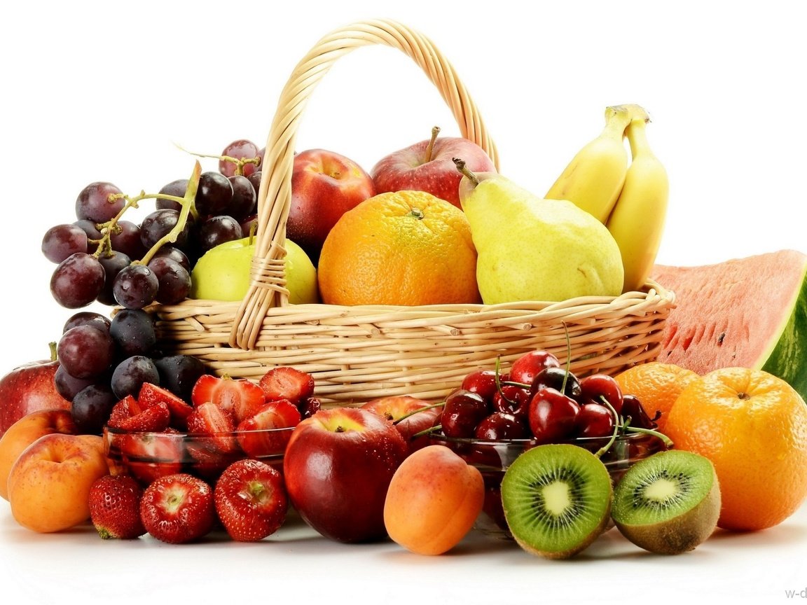 Обои виноград, ягоды, фрукты, киви, яблоки, бананы, апельсины, груши, клубника, абрикосы, черешня, нектарин, арбуз, корзина, grapes, berries, fruit, kiwi, apples, bananas, oranges, pear, strawberry, apricots, nectarine, cherry, watermelon, basket разрешение 1920x1280 Загрузить