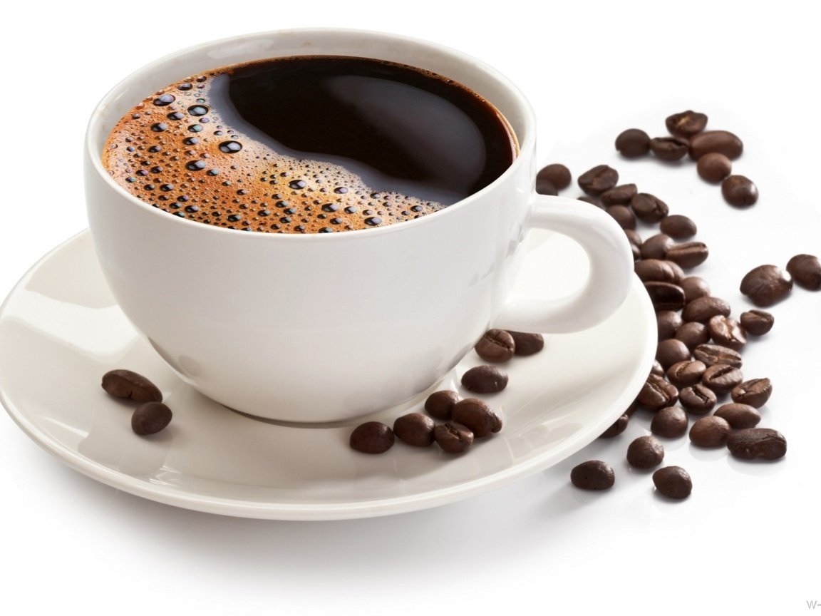 Обои зерна, кофе, белый фон, чашка, grain, coffee, white background, cup разрешение 1920x1255 Загрузить