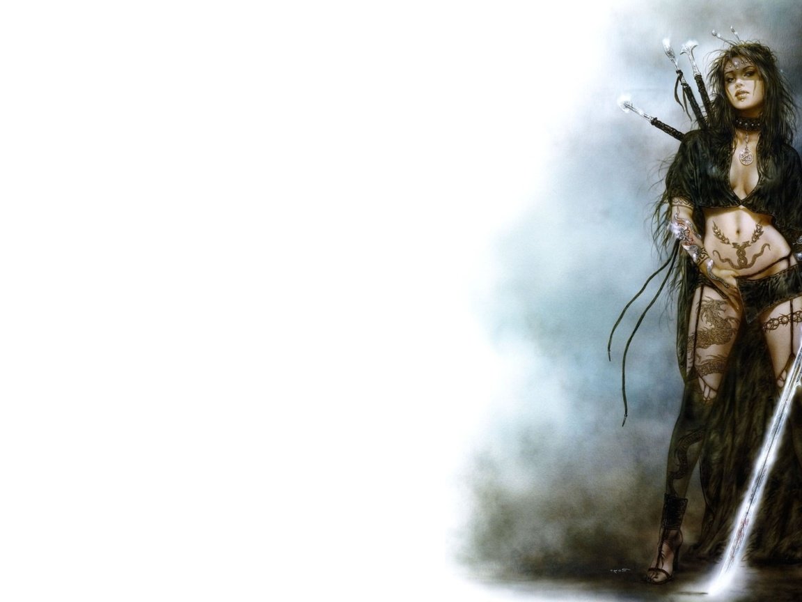 Обои девушка, меч, тату, луис ройо, girl, sword, tattoo, luis royo разрешение 1920x1200 Загрузить