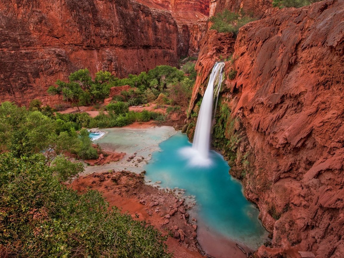 Обои скалы, природа, водопад, сша, аризона, водопад хавасу, большой каньон, rocks, nature, waterfall, usa, az, havasu falls, the grand canyon разрешение 1920x1200 Загрузить