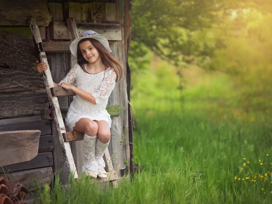 Обои девочка, шляпка, на даче, veselina alexandrova, girl, hat, in the country разрешение 2048x1365 Загрузить