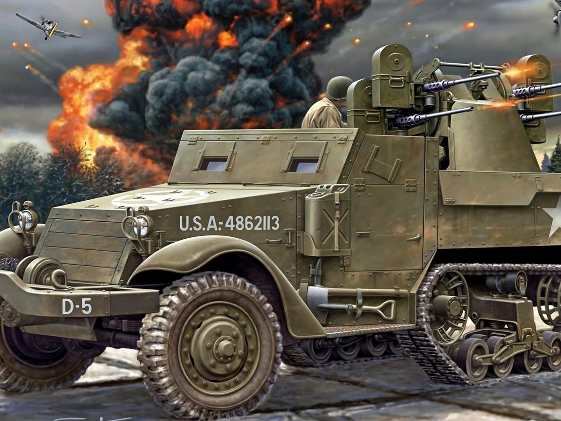 Обои арт, американский, м3, авианосца, half-track, personnel, art, american, m3, carrier разрешение 2560x1440 Загрузить