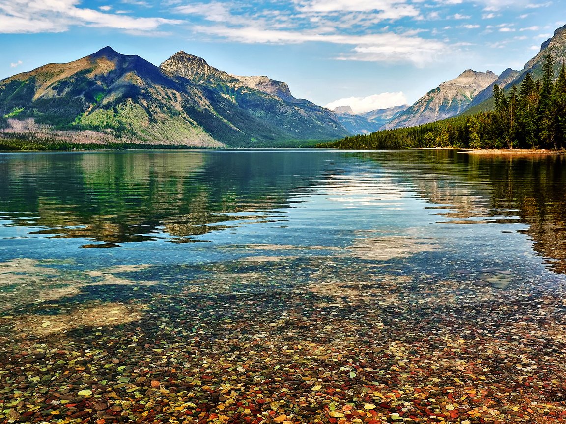 Обои небо, озеро, горы, камни, сша, штат монтана, озеро макдональд, mcdonald lake, the sky, lake, mountains, stones, usa, montana разрешение 2048x1235 Загрузить