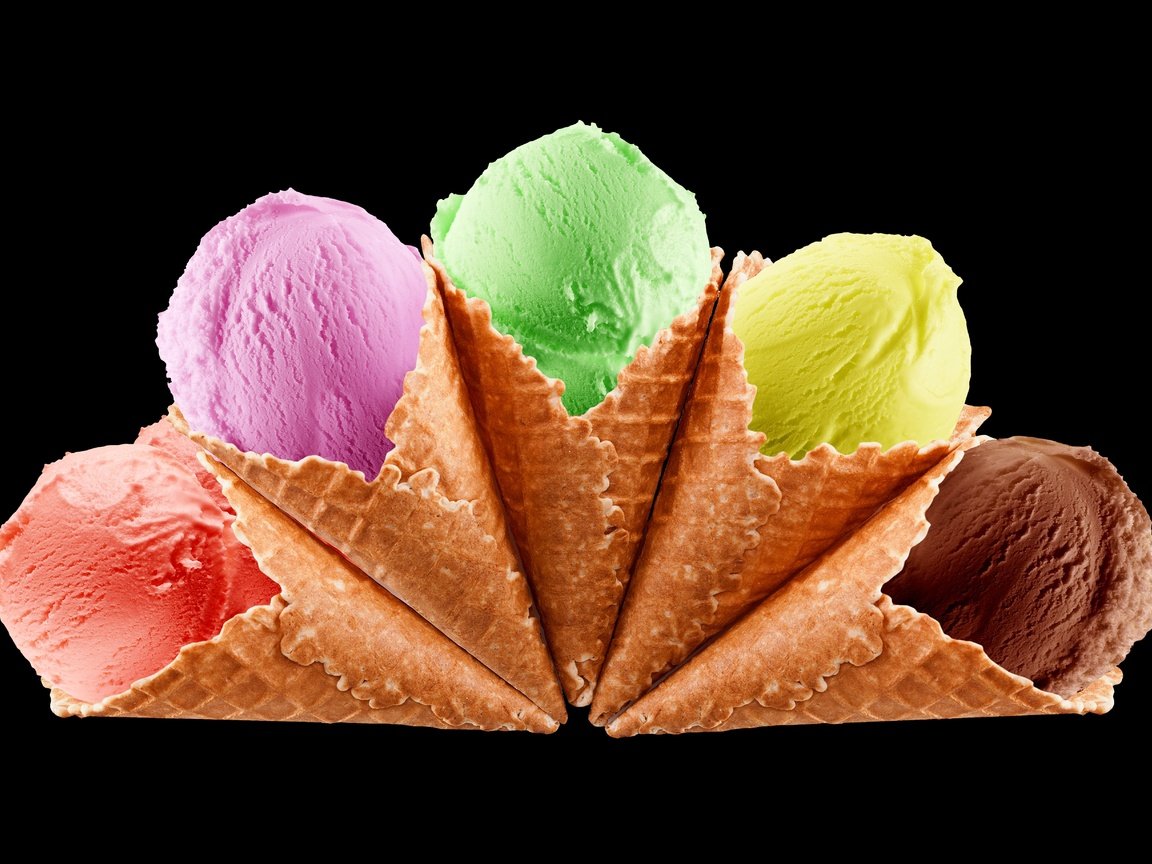 Обои мороженое, цвет, рожок, десерт, вафли, ice cream, color, horn, dessert, waffles разрешение 5350x3672 Загрузить