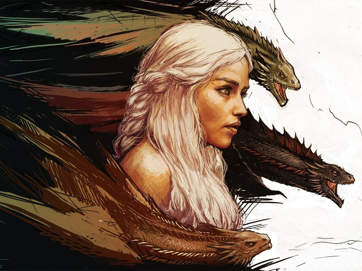 Скачать обои арт, игра престолов, mother of dragons, дейенерис таргариен,  art разрешение 1152x864 #107737