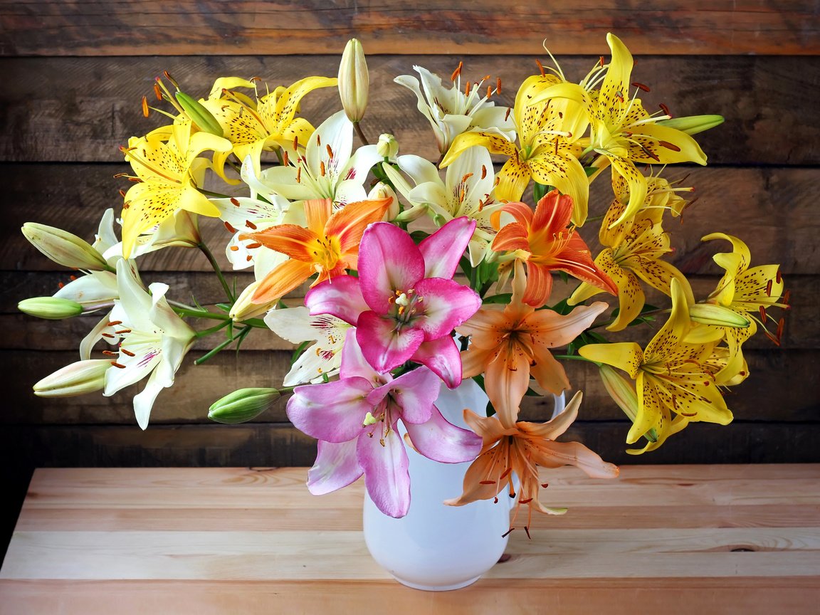 Обои букет, лилии, букеты, lilies, bouquet, lily, bouquets разрешение 3400x2500 Загрузить