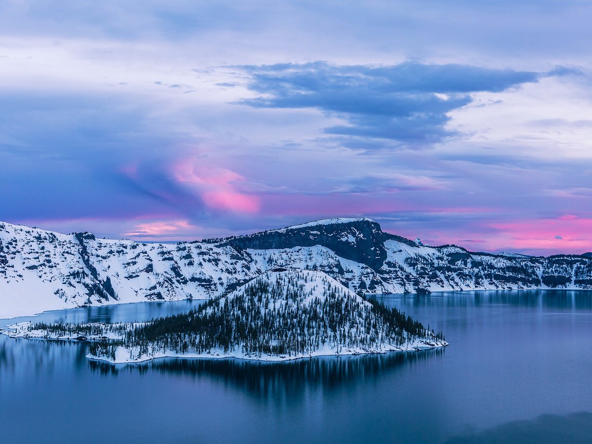 Обои озеро, кратерное озеро, восход, природа, зима, рассвет, остров, орегон, crater lake national park, озеро крейтер, crater lake, lake, sunrise, nature, winter, dawn, island, oregon разрешение 2048x1365 Загрузить