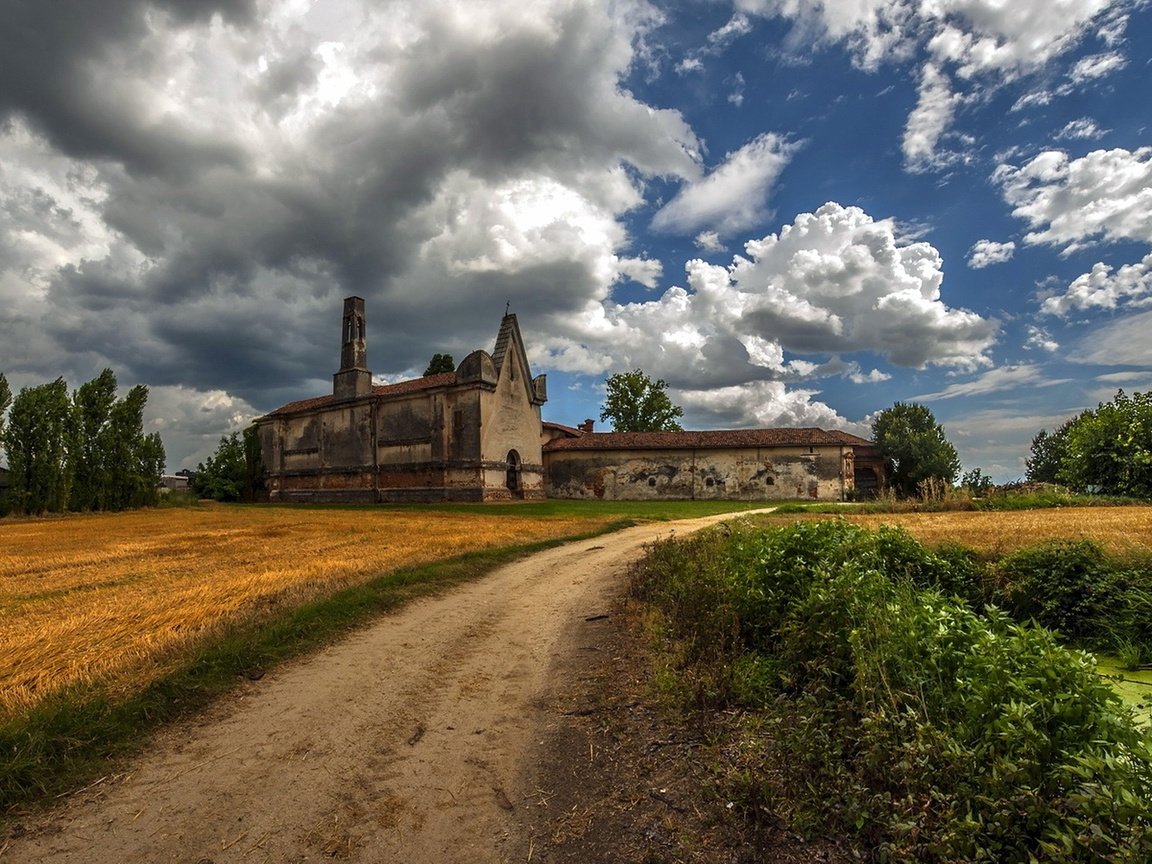 Обои дорога, пейзаж, convento di santa maria, road, landscape разрешение 1920x1080 Загрузить