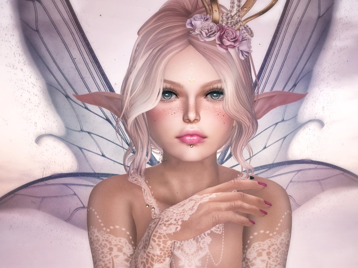 Обои цветы, девушка, крылья, фея, эльф, flowers, girl, wings, fairy, elf разрешение 3300x1759 Загрузить